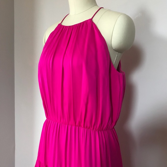 MILLY hot pink halter flare dress size 6 - Picture 6 of 7